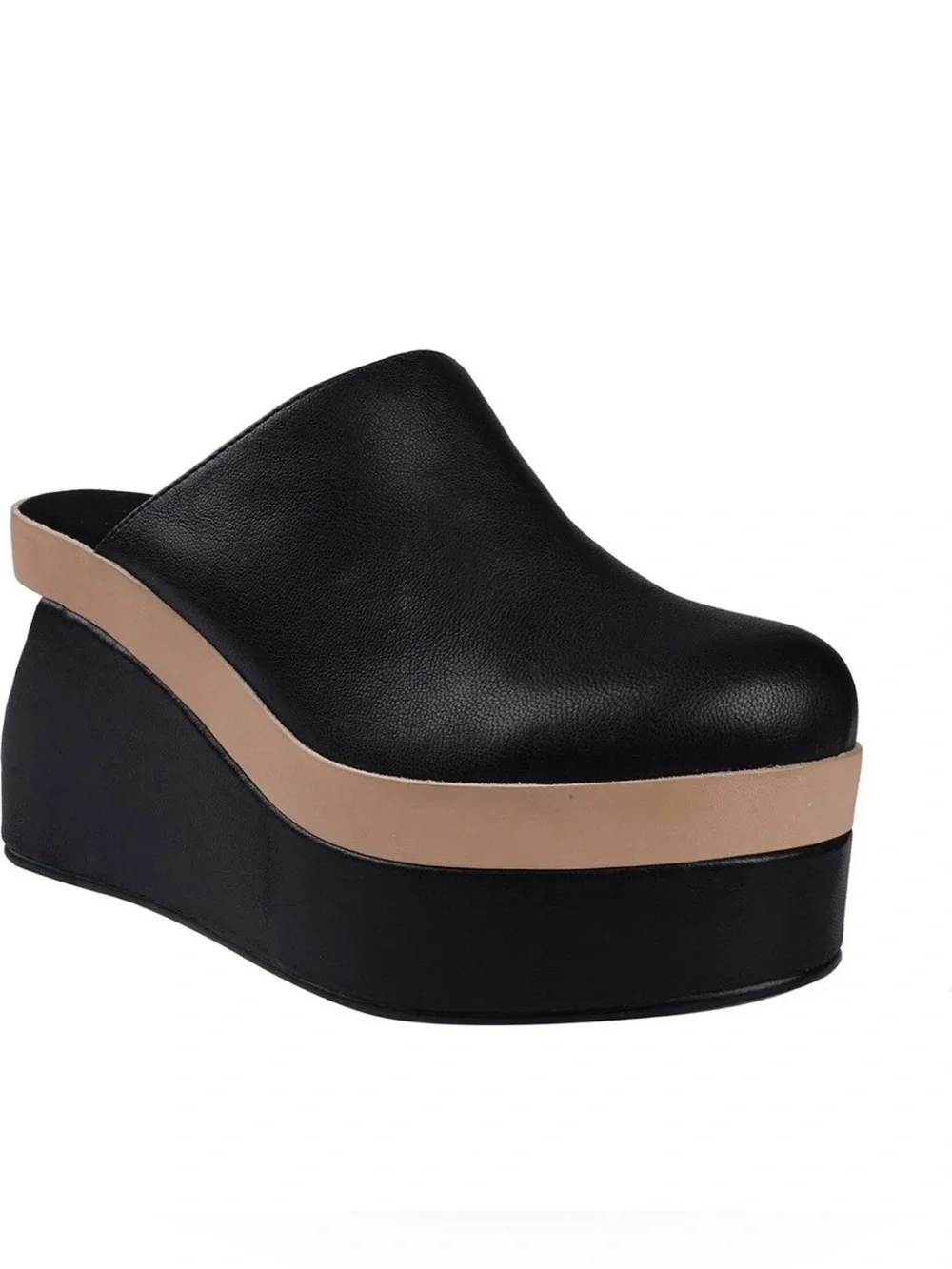 Artisan Black and Tan Platform Mule - Women's Slip-On